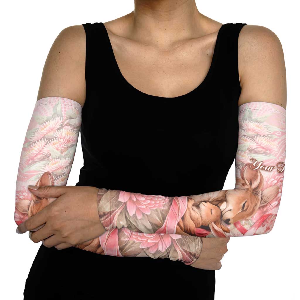 Personalised Breast Cancer Awareness Arm Sleeves Mother Kangaroo And Ribbon Hope