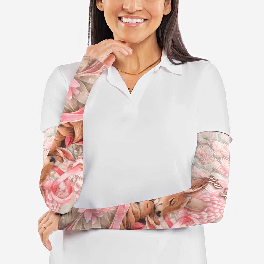 Personalised Breast Cancer Awareness Arm Sleeves Mother Kangaroo And Ribbon Hope