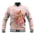 Personalised Breast Cancer Awareness Baseball Jacket Mother Kangaroo And Ribbon Hope