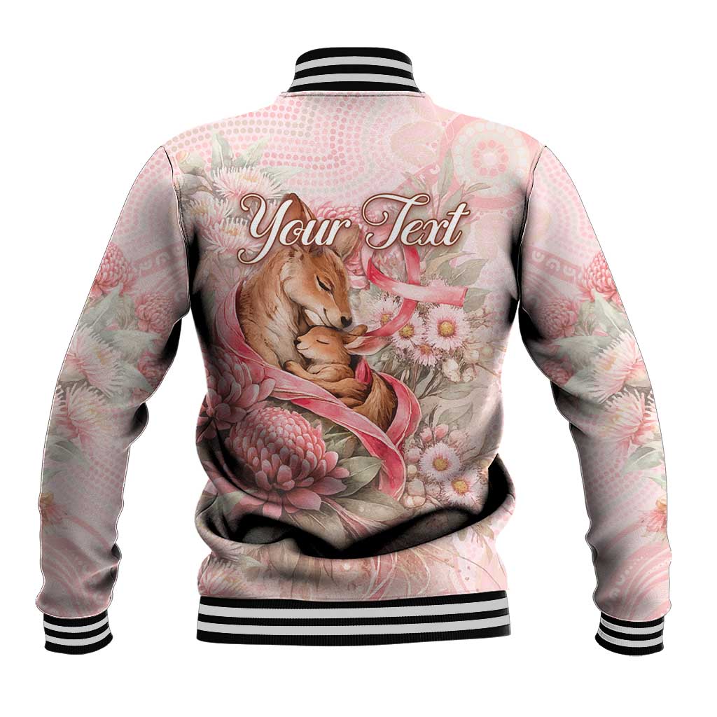 Personalised Breast Cancer Awareness Baseball Jacket Mother Kangaroo And Ribbon Hope