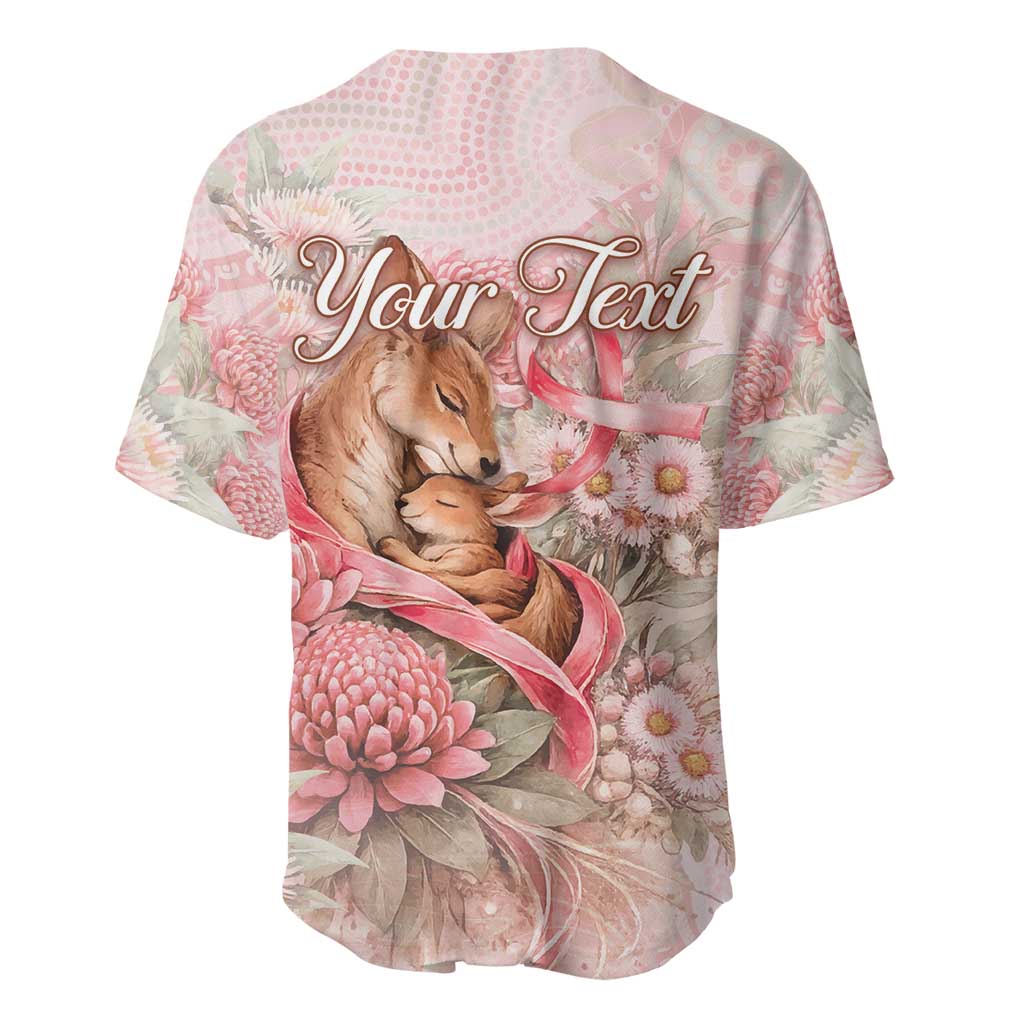 Personalised Breast Cancer Awareness Baseball Jersey Mother Kangaroo And Ribbon Hope