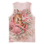 Personalised Breast Cancer Awareness Basketball Jersey Mother Kangaroo And Ribbon Hope