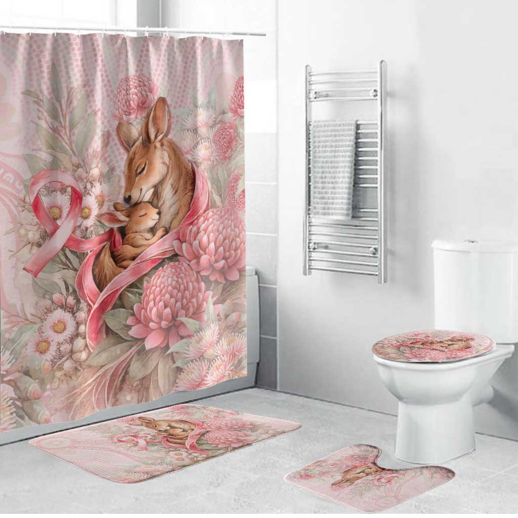 Breast Cancer Awareness Bathroom Set Mother Kangaroo And Ribbon Hope