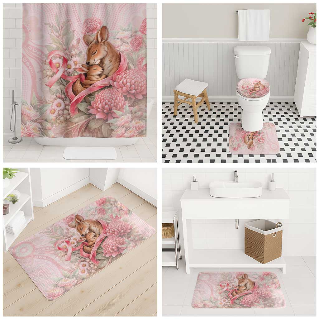Breast Cancer Awareness Bathroom Set Mother Kangaroo And Ribbon Hope