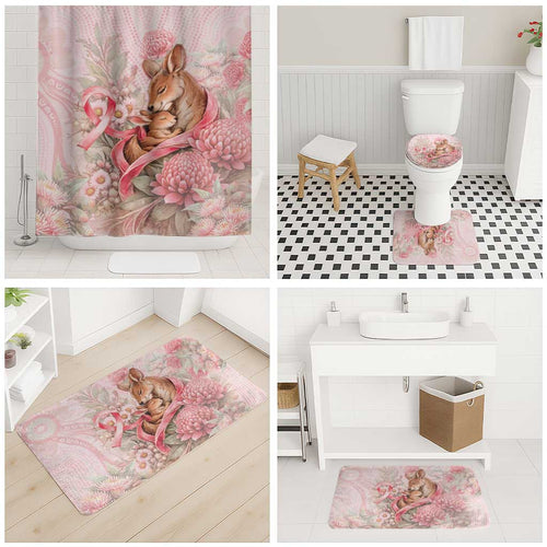 Breast Cancer Awareness Bathroom Set Mother Kangaroo And Ribbon Hope