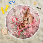 Breast Cancer Awareness Beach Blanket Mother Kangaroo And Ribbon Hope