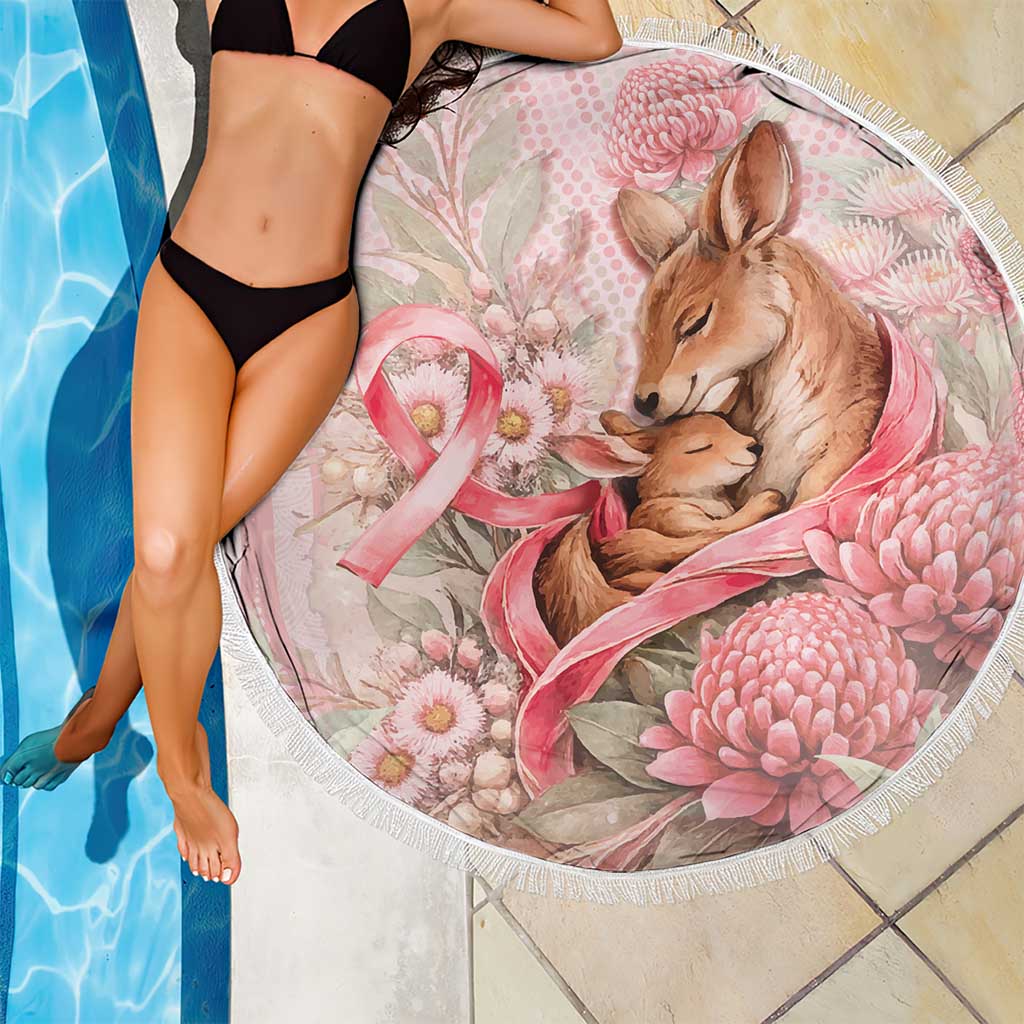 Breast Cancer Awareness Beach Blanket Mother Kangaroo And Ribbon Hope