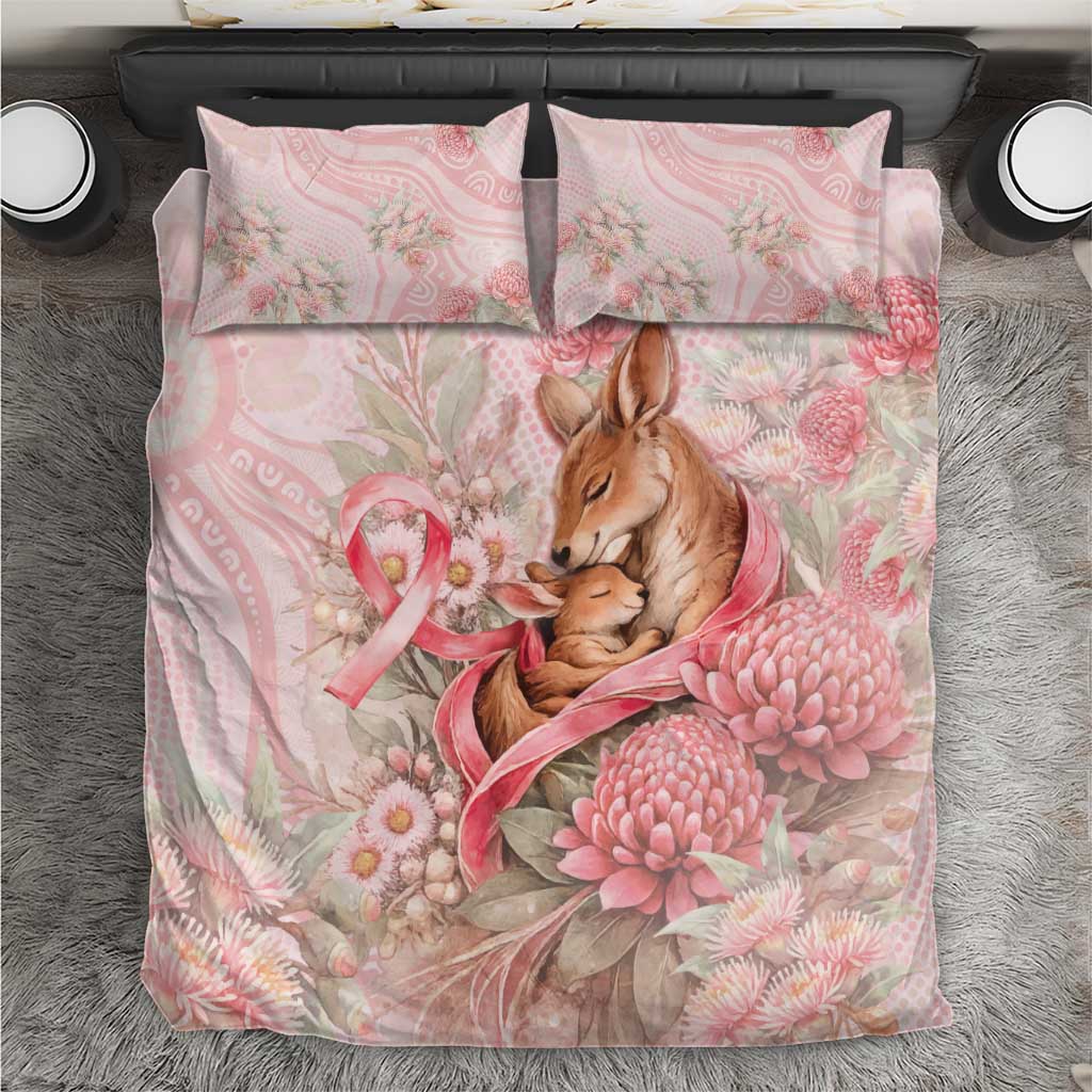Breast Cancer Awareness Bedding Set Mother Kangaroo And Ribbon Hope