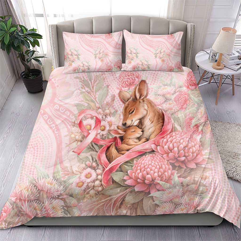 Breast Cancer Awareness Bedding Set Mother Kangaroo And Ribbon Hope