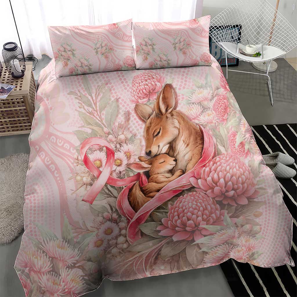 Breast Cancer Awareness Bedding Set Mother Kangaroo And Ribbon Hope
