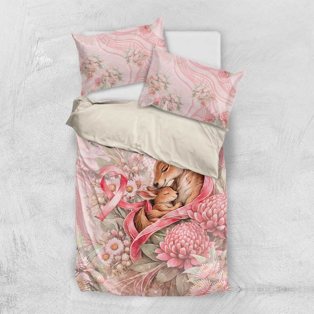 Breast Cancer Awareness Bedding Set Mother Kangaroo And Ribbon Hope