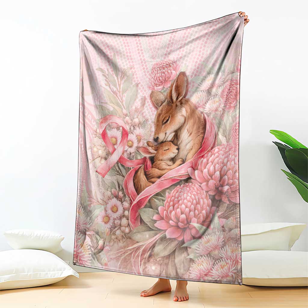 Breast Cancer Awareness Blanket Mother Kangaroo And Ribbon Hope