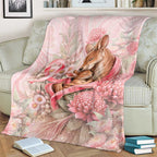 Breast Cancer Awareness Blanket Mother Kangaroo And Ribbon Hope
