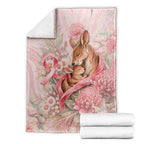 Breast Cancer Awareness Blanket Mother Kangaroo And Ribbon Hope