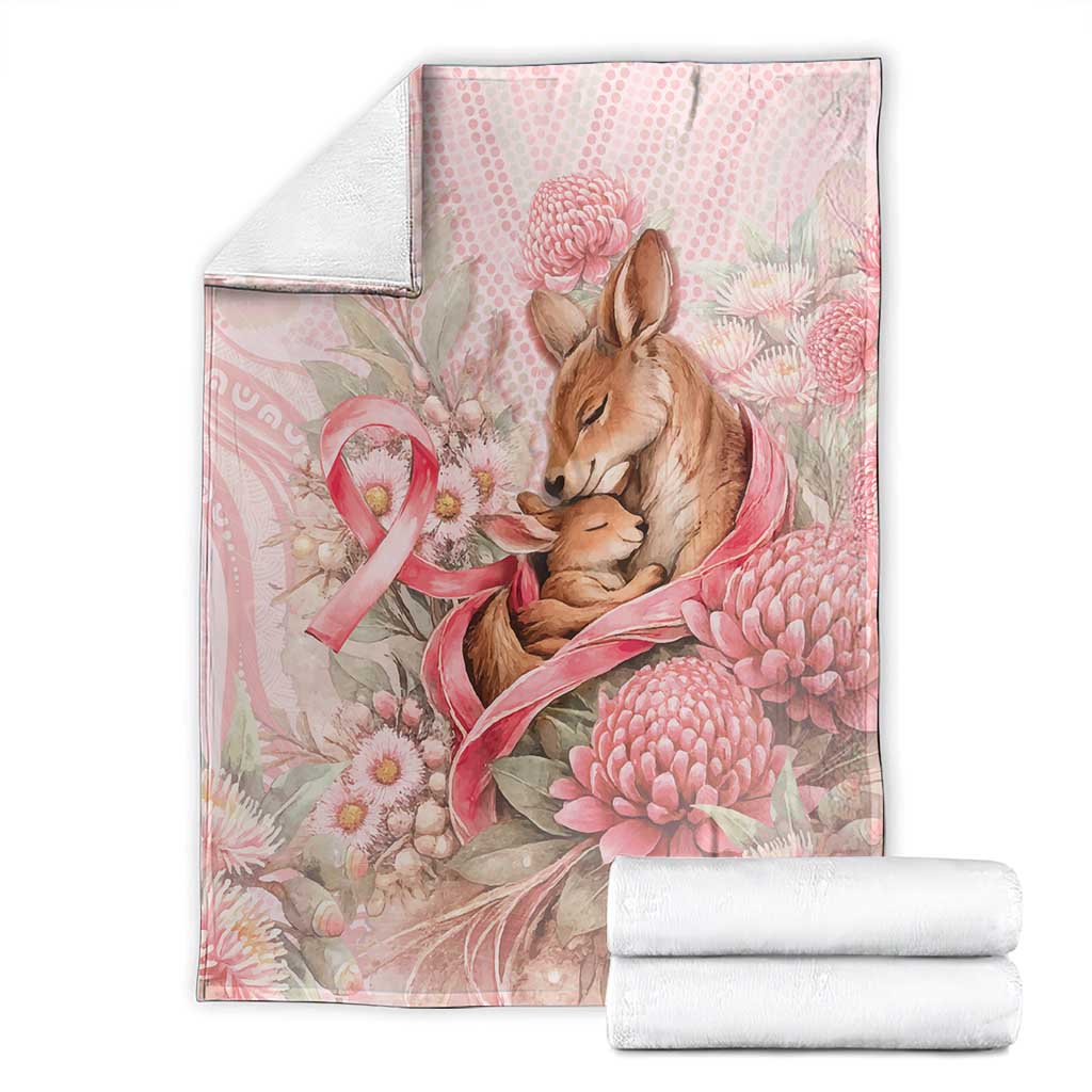 Breast Cancer Awareness Blanket Mother Kangaroo And Ribbon Hope