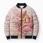 Personalised Breast Cancer Awareness Bomber Puffer Jacket Mother Kangaroo And Ribbon Hope