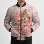 Personalised Breast Cancer Awareness Bomber Puffer Jacket Mother Kangaroo And Ribbon Hope