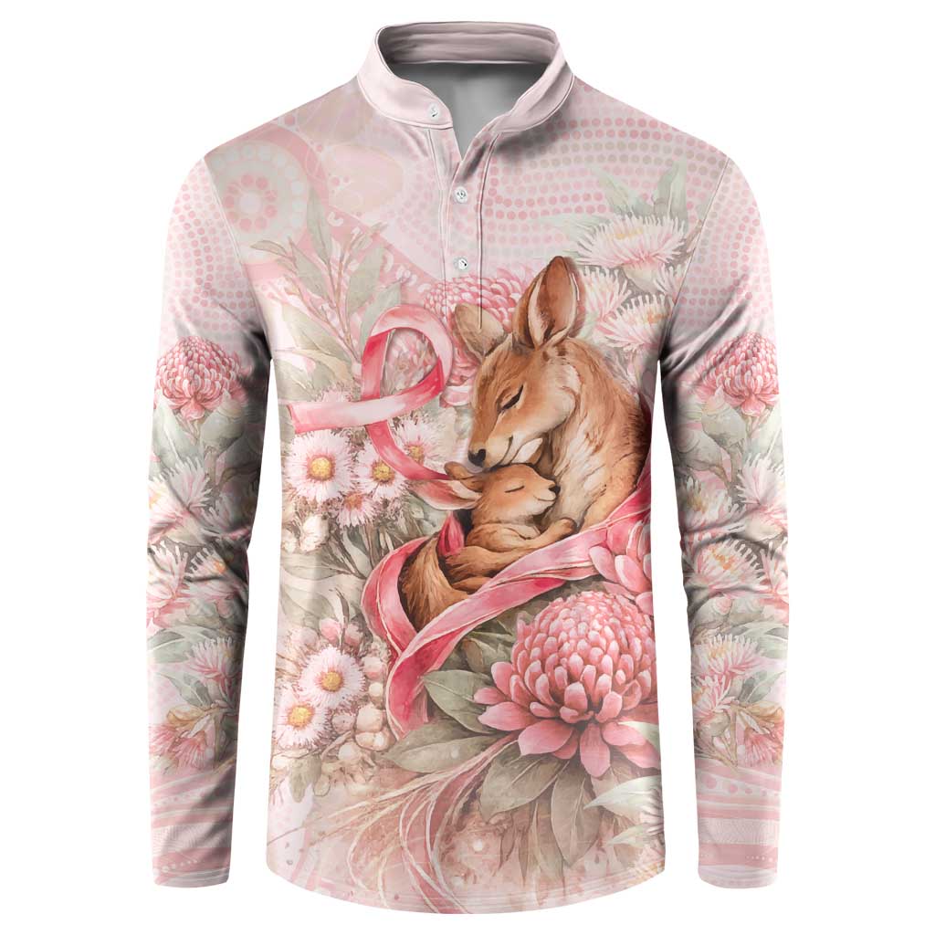 Personalised Breast Cancer Awareness Button Sweatshirt Mother Kangaroo And Ribbon Hope