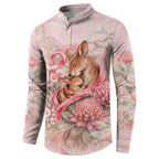 Personalised Breast Cancer Awareness Button Sweatshirt Mother Kangaroo And Ribbon Hope