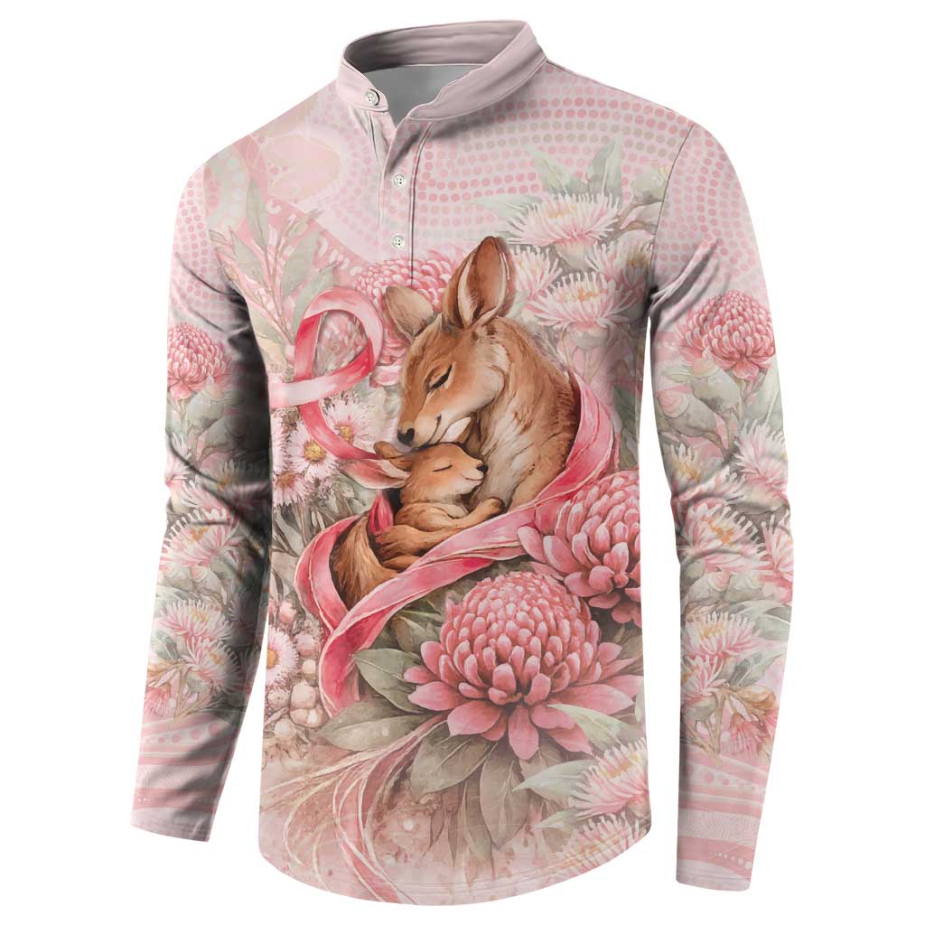 Personalised Breast Cancer Awareness Button Sweatshirt Mother Kangaroo And Ribbon Hope