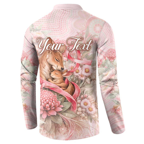 Personalised Breast Cancer Awareness Button Sweatshirt Mother Kangaroo And Ribbon Hope