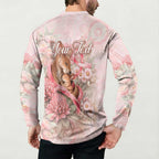 Personalised Breast Cancer Awareness Button Sweatshirt Mother Kangaroo And Ribbon Hope