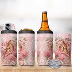 Personalised Breast Cancer Awareness 4 in 1 Can Cooler Tumbler Mother Kangaroo And Ribbon Hope