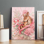 Breast Cancer Awareness Canvas Wall Art Mother Kangaroo And Ribbon Hope