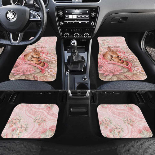 Personalised Breast Cancer Awareness Car Mats Mother Kangaroo And Ribbon Hope