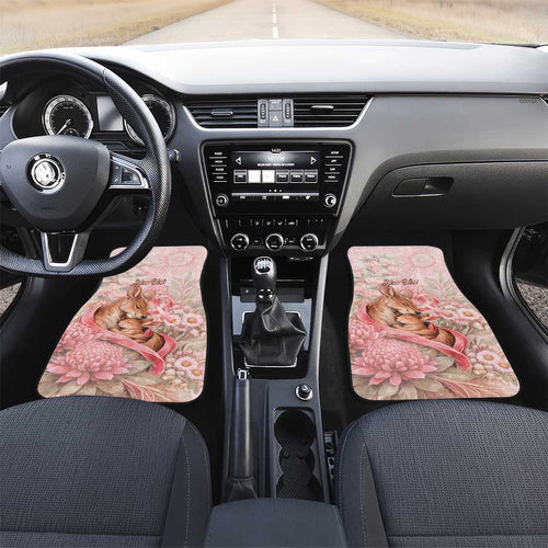 Personalised Breast Cancer Awareness Car Mats Mother Kangaroo And Ribbon Hope
