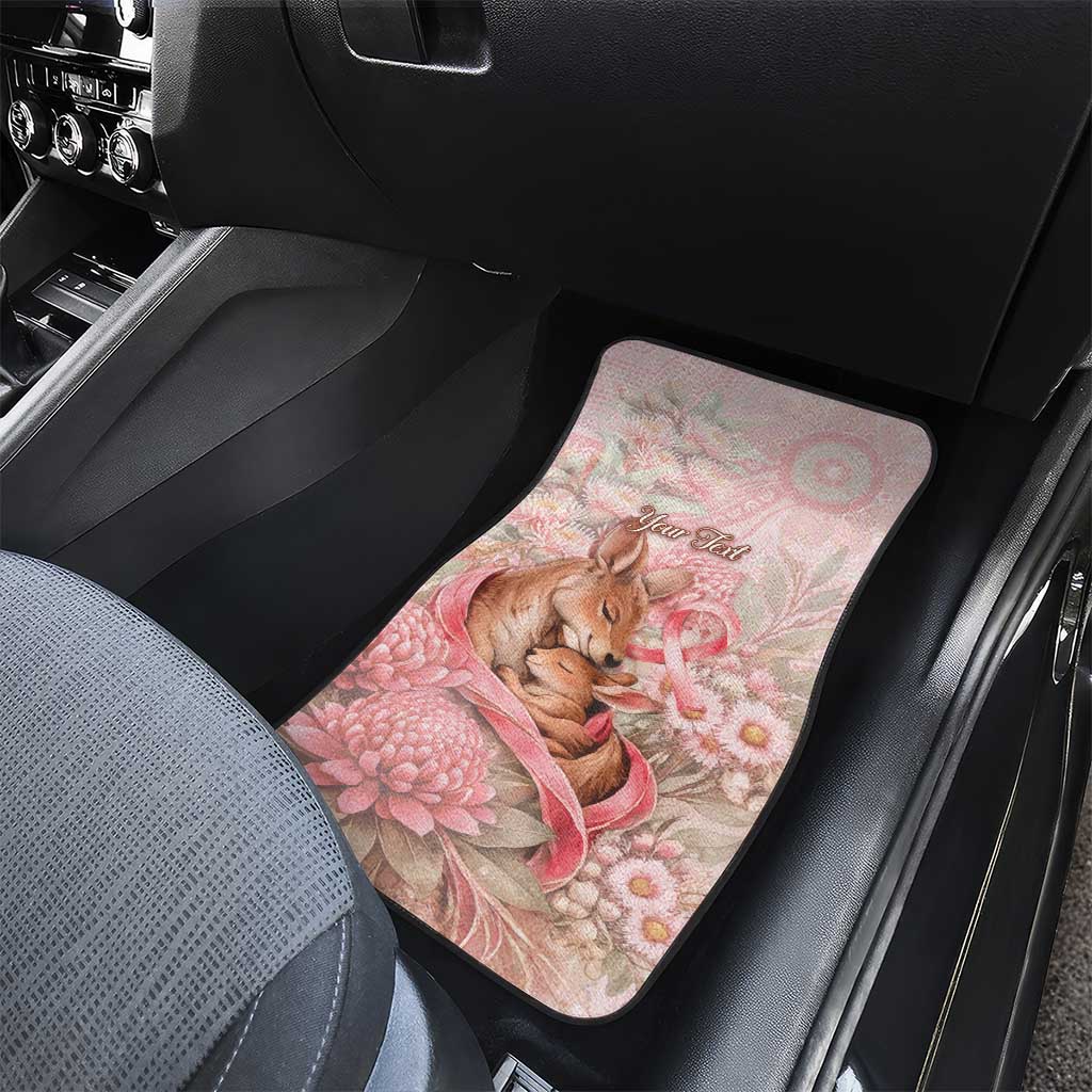 Personalised Breast Cancer Awareness Car Mats Mother Kangaroo And Ribbon Hope