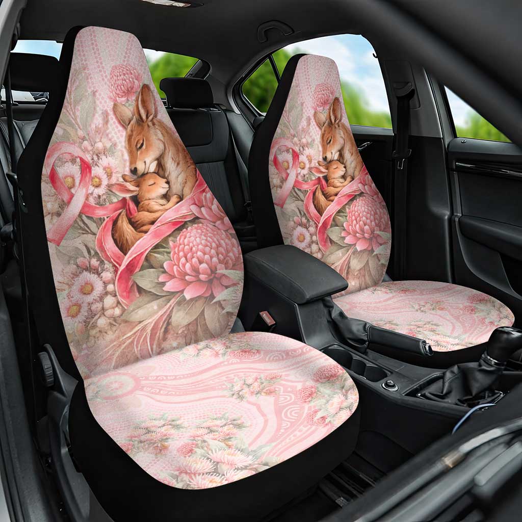 Breast Cancer Awareness Car Seat Cover Mother Kangaroo And Ribbon Hope