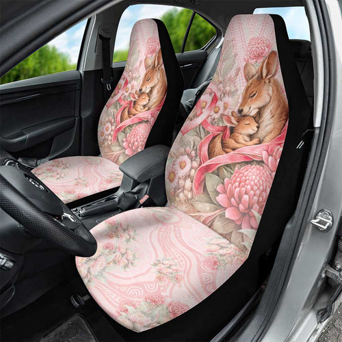 Breast Cancer Awareness Car Seat Cover Mother Kangaroo And Ribbon Hope