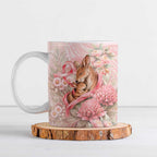 Personalised Breast Cancer Awareness Ceramic Mug Mother Kangaroo And Ribbon Hope