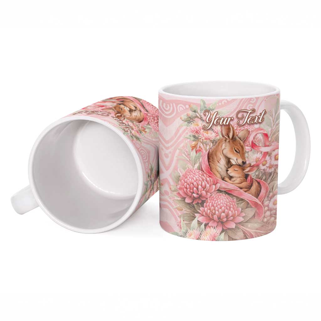 Personalised Breast Cancer Awareness Ceramic Mug Mother Kangaroo And Ribbon Hope