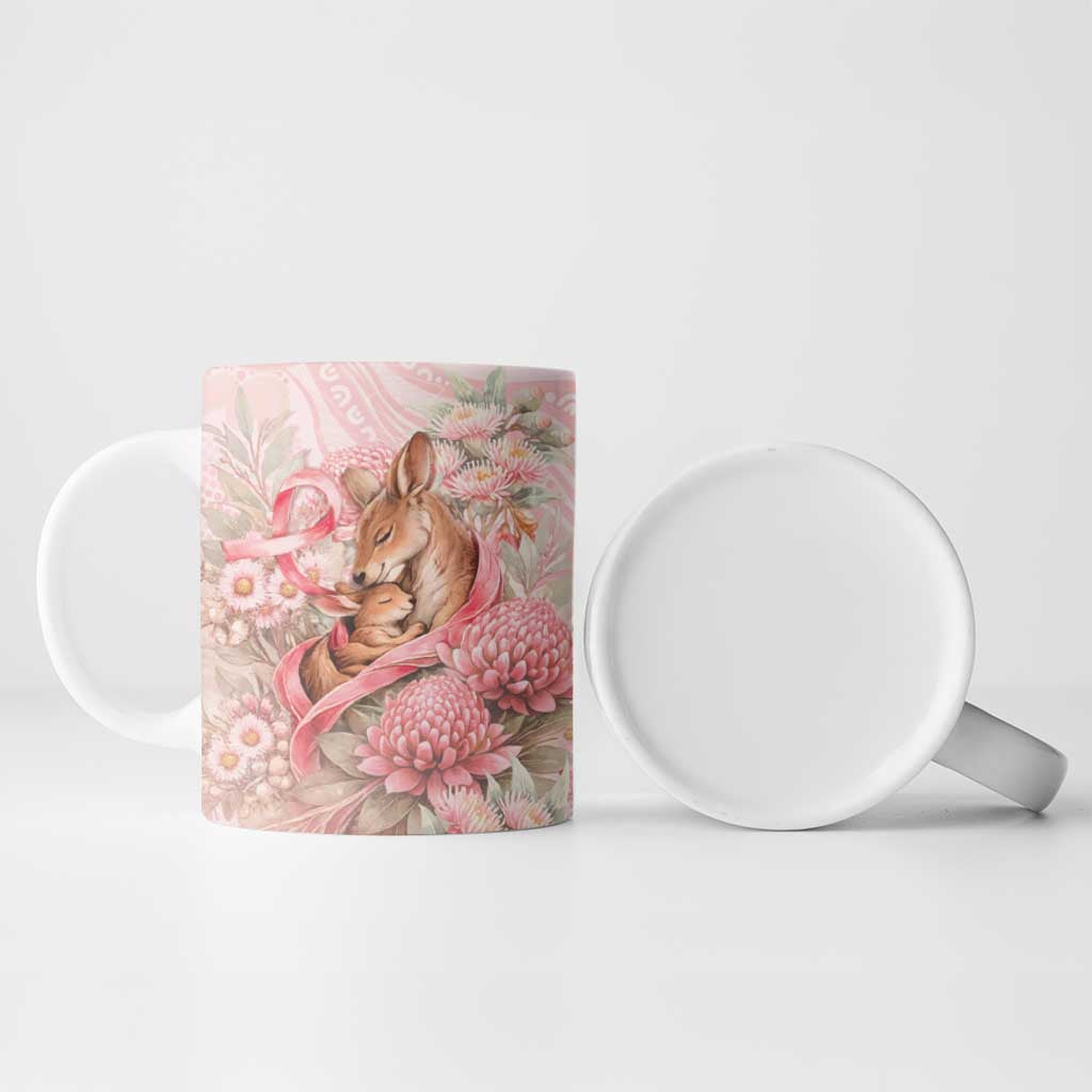 Personalised Breast Cancer Awareness Ceramic Mug Mother Kangaroo And Ribbon Hope