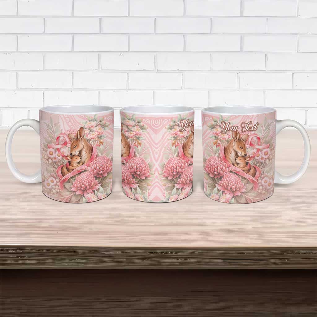 Personalised Breast Cancer Awareness Ceramic Mug Mother Kangaroo And Ribbon Hope