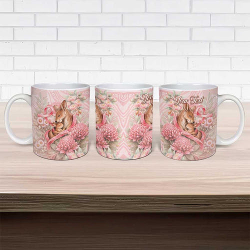 Personalised Breast Cancer Awareness Ceramic Mug Mother Kangaroo And Ribbon Hope