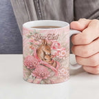 Personalised Breast Cancer Awareness Ceramic Mug Mother Kangaroo And Ribbon Hope