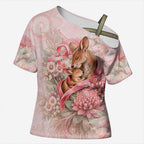 Personalised Breast Cancer Awareness Cross Shoulder Shirt Mother Kangaroo And Ribbon Hope