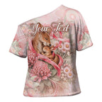 Personalised Breast Cancer Awareness Cross Shoulder Shirt Mother Kangaroo And Ribbon Hope
