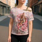 Personalised Breast Cancer Awareness Cross Shoulder Shirt Mother Kangaroo And Ribbon Hope