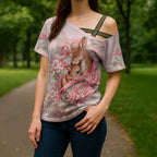 Personalised Breast Cancer Awareness Cross Shoulder Shirt Mother Kangaroo And Ribbon Hope