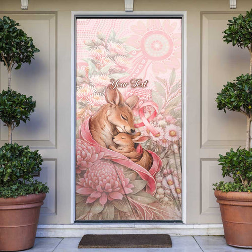 Personalised Breast Cancer Awareness Door Cover Mother Kangaroo And Ribbon Hope