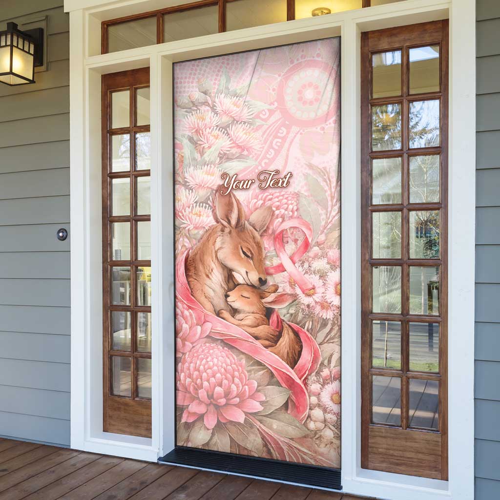 Personalised Breast Cancer Awareness Door Cover Mother Kangaroo And Ribbon Hope