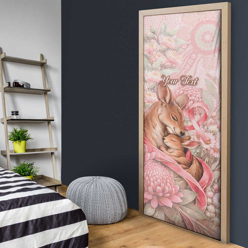 Personalised Breast Cancer Awareness Door Cover Mother Kangaroo And Ribbon Hope