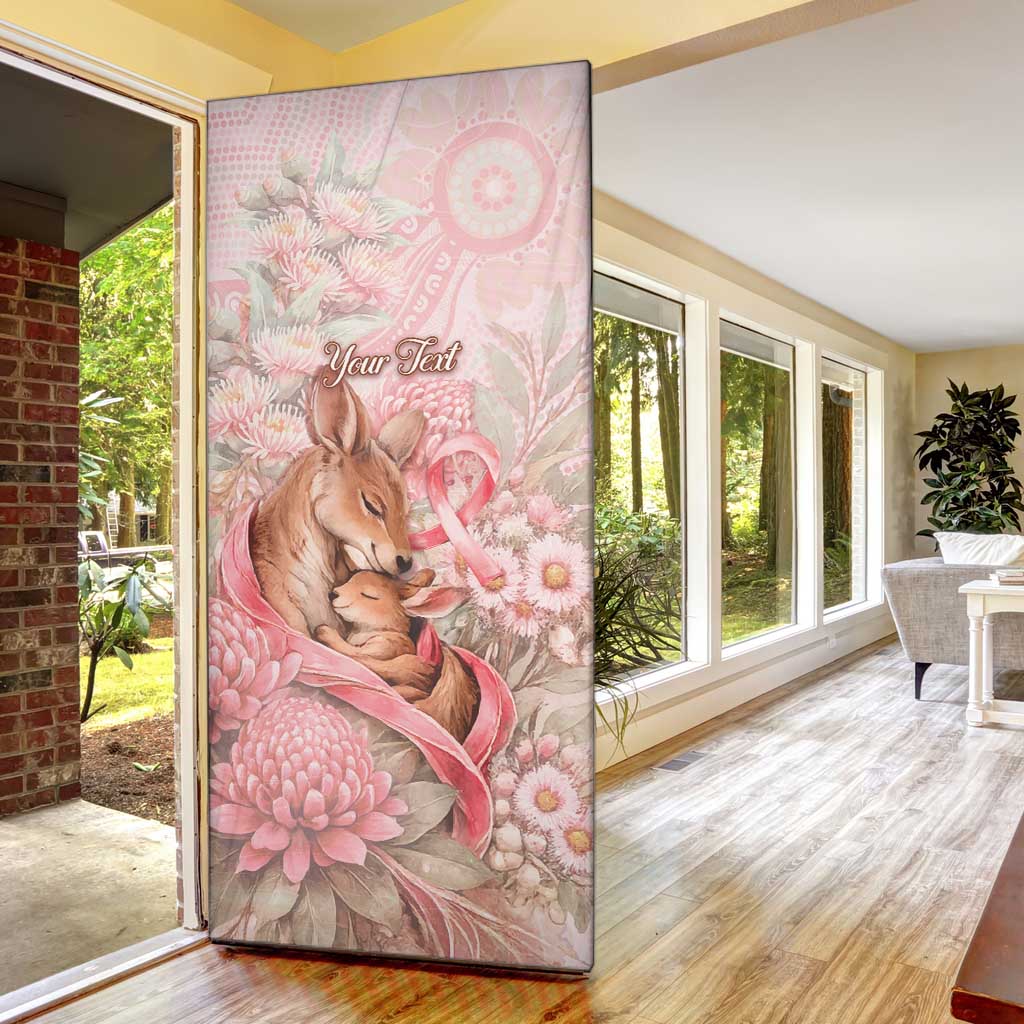 Personalised Breast Cancer Awareness Door Cover Mother Kangaroo And Ribbon Hope