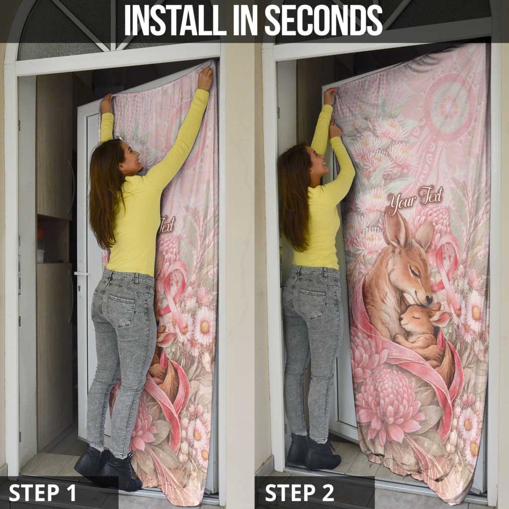 Personalised Breast Cancer Awareness Door Cover Mother Kangaroo And Ribbon Hope