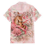 Personalised Breast Cancer Awareness Family Matching Off The Shoulder Long Sleeve Dress and Hawaiian Shirt Mother Kangaroo And Ribbon Hope