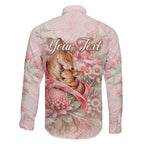 Personalised Breast Cancer Awareness Family Matching Puletasi and Hawaiian Shirt Mother Kangaroo And Ribbon Hope